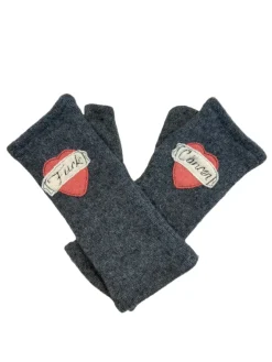 Fashion Gloves-Tattoo Heart Fuck Cancer Gloves