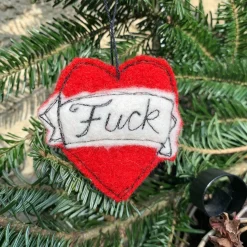 Hot Tattoo Heart "FUCK" Ornament Ornaments